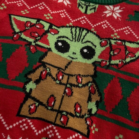 Star Wars Mandalorian The Child Baby Yoda Knit Ugly Sweater. - Picture 3 of 6